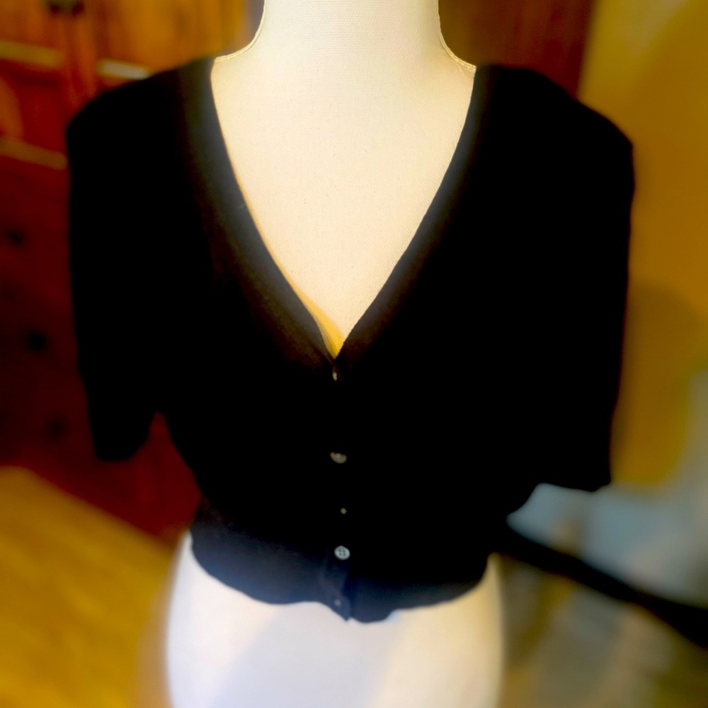 Old Navy, short sleeve, button up, crop top